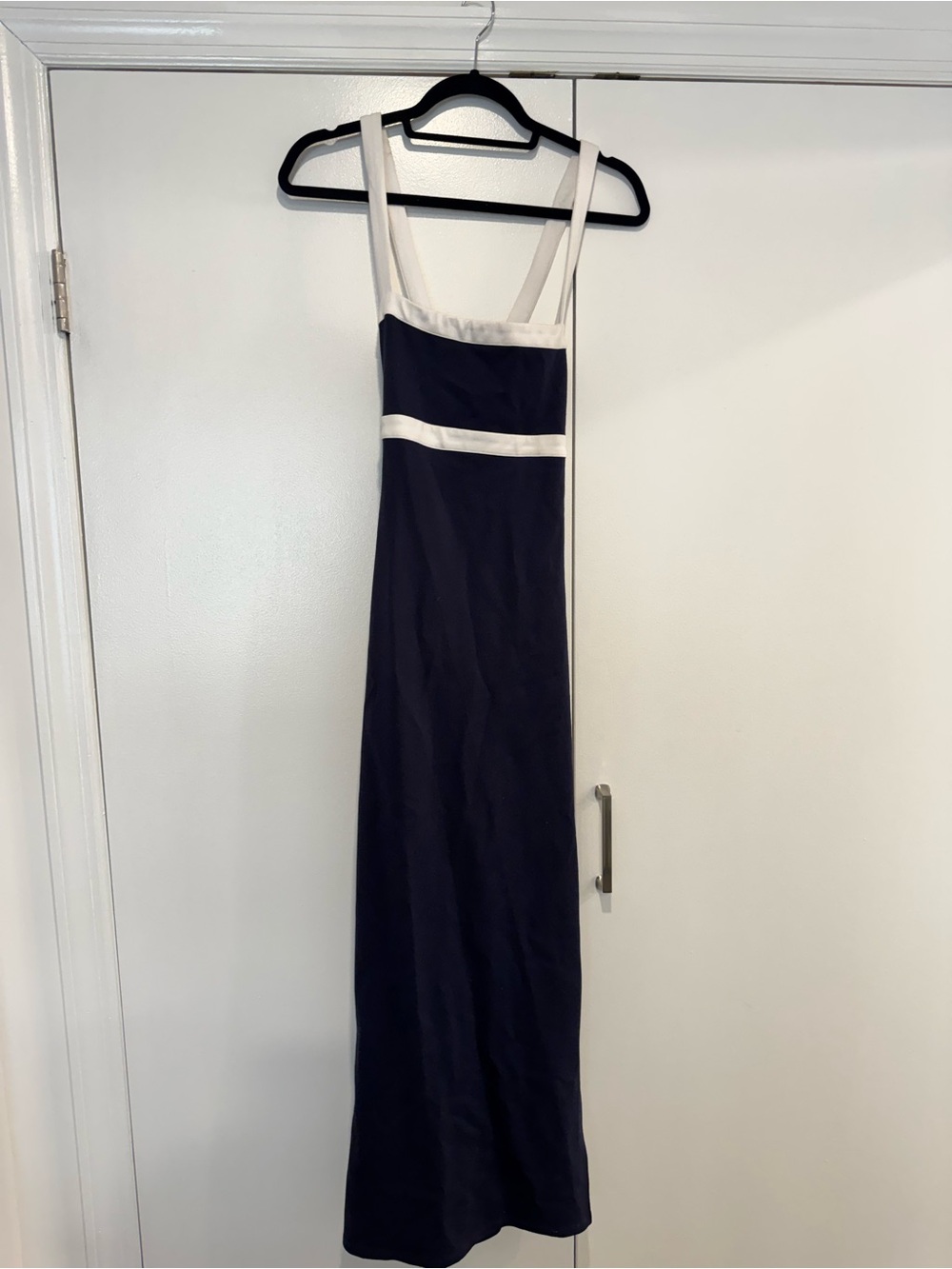 STAUD Navy Maxi Dress with White Trim